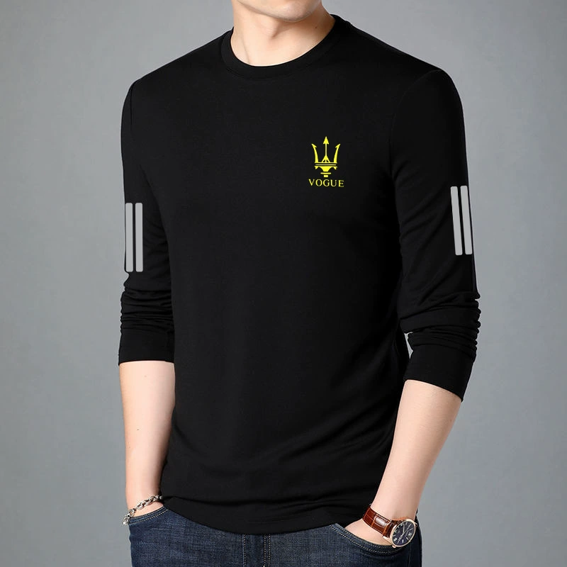 [Быстрая доставка] мужская футболка с длинными рукавами мужская осенняя одежда мужская одежда свободная эластичная нижняя рубашка мужская печать t