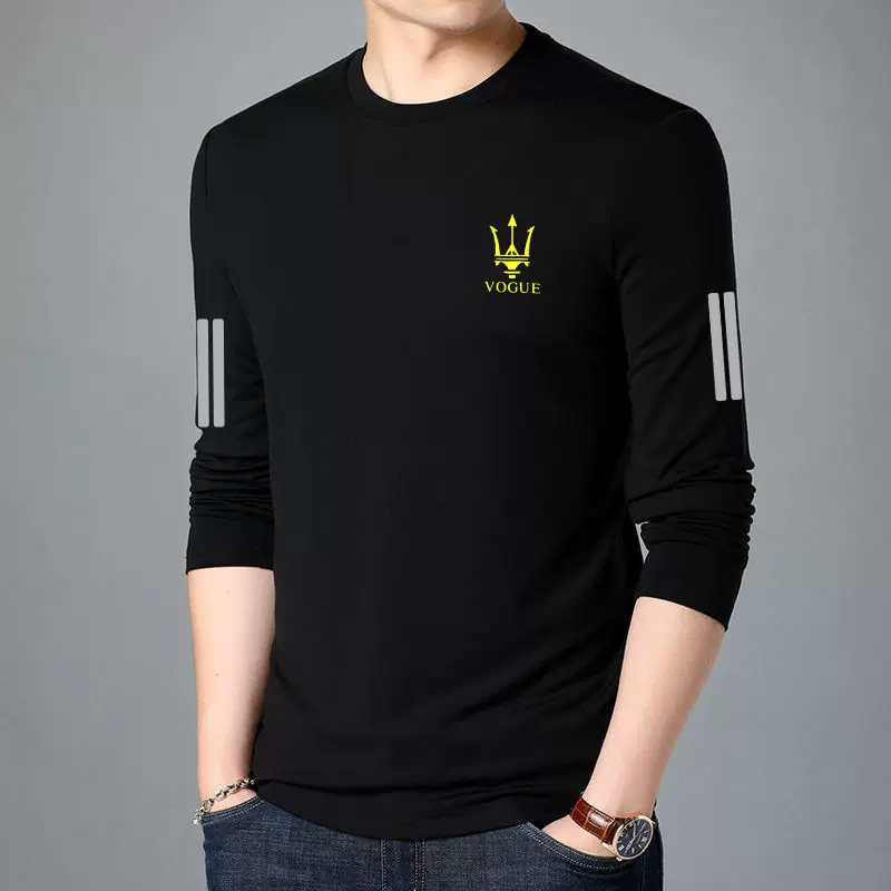 【发货快】男士长袖T恤男秋季内搭秋衣男装宽松弹力打底衫男印花t