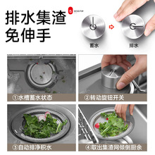 洗菜盆单槽日式 厨房水槽304不锈钢洗菜池枪灰大洗碗盆台下