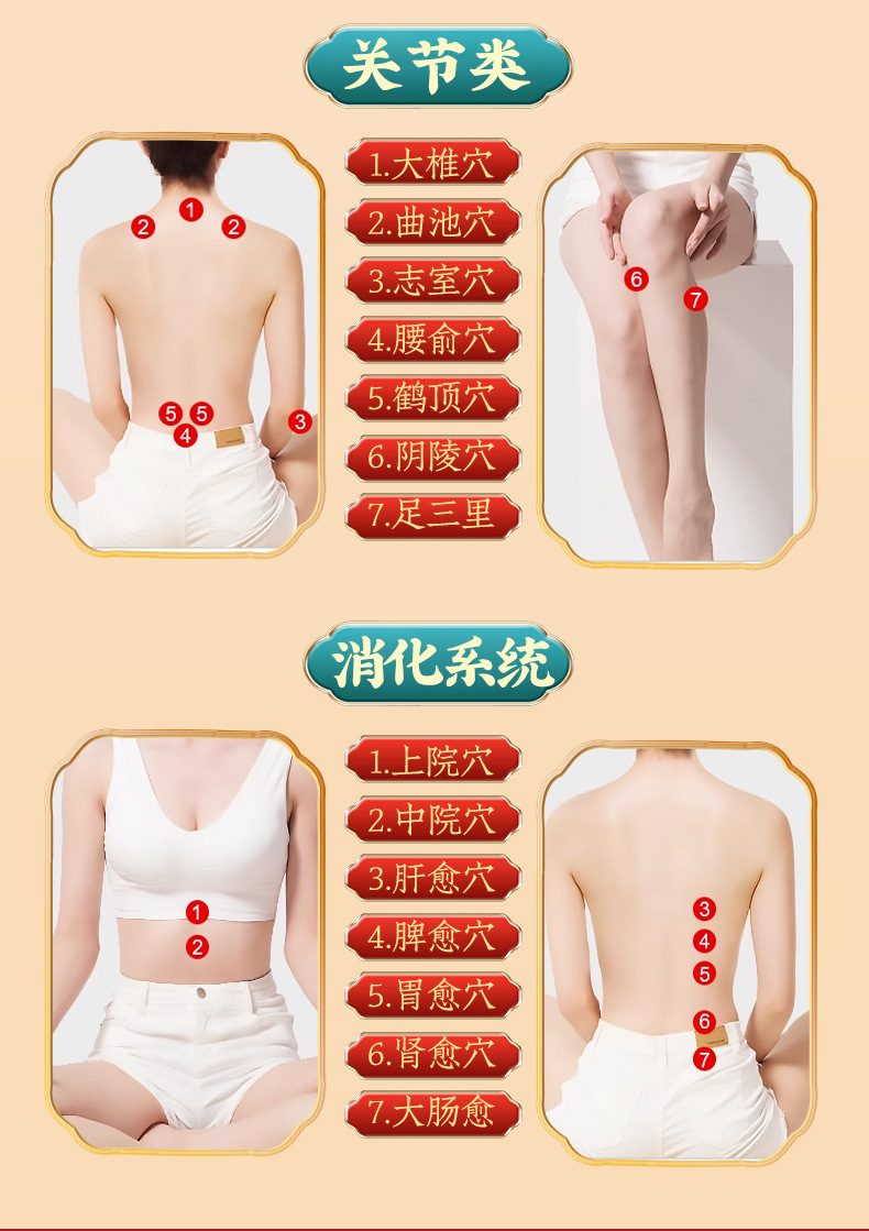 Sanfu Tie Warming Herbal Patch 30 Pcs Moxibustion Style Topical Sticker for Summer Seasonal Wellness in use