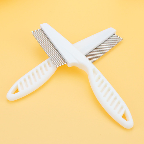 Wholesale white plastic handle pet comb, dog flea comb, cat flea comb, fine tooth comb supplies