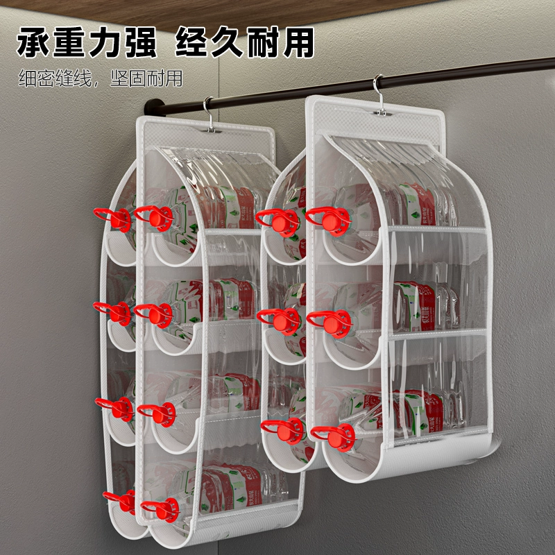 Storage system, dustproof hanging organiser, transparent double-sided storage bag