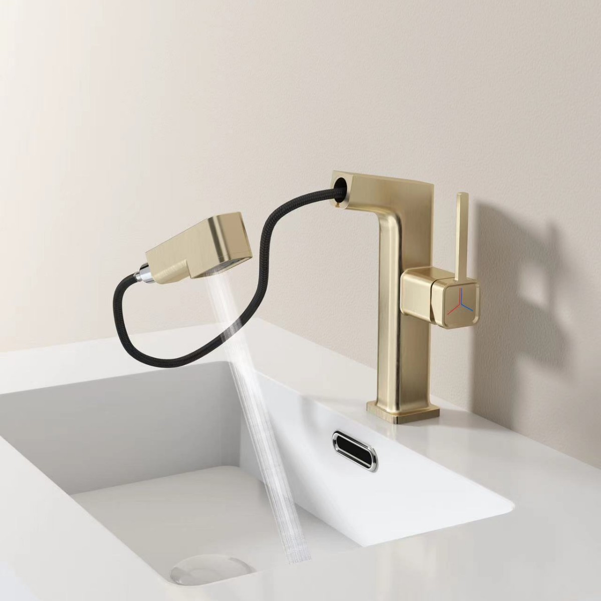 Grifo de lavabo con pantalla digital, giratorio 720 grados, extraíble, para baño, con agua fría y caliente, de doble uso.