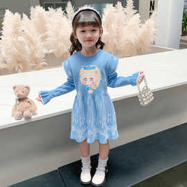 爱莎公主裙女童针织毛衣连衣裙子冰雪奇缘艾莎秋冬长袖万圣节装扮