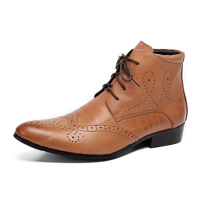 Брендовые кожаные сапоги в британском стиле в стиле ретро Ботинки Челси броги высокие резные туфли ручной работы деловые официальные туфли из воловьей кожи