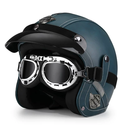 Motosiklet dəbilqələri – Helmet, Electric Vehicle Safety Helmet - m-navy-blue-silver-mirror-free-hat-brim-face-towel