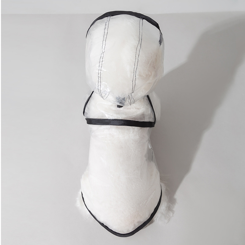 Perro borde negro transparente impermeable de dos patas impermeable mediano y pequeño perro golden retriever poncho de perro grande Teddy Outing capa de lluvia