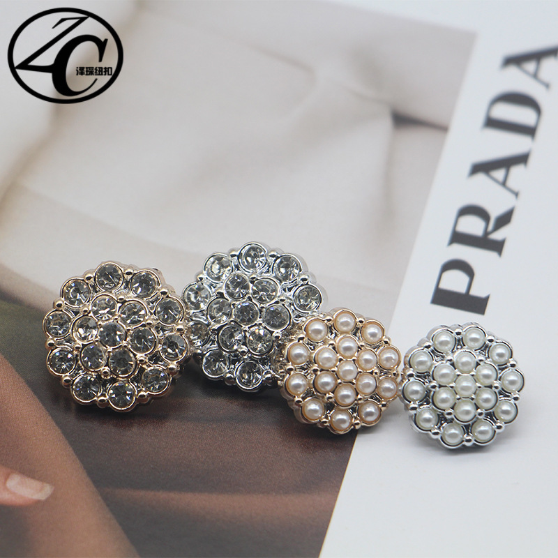 Plastic Round Diamond Button Suit Coat Sweater Cardigan dress Coat Chanel Pearl Buckle in stock