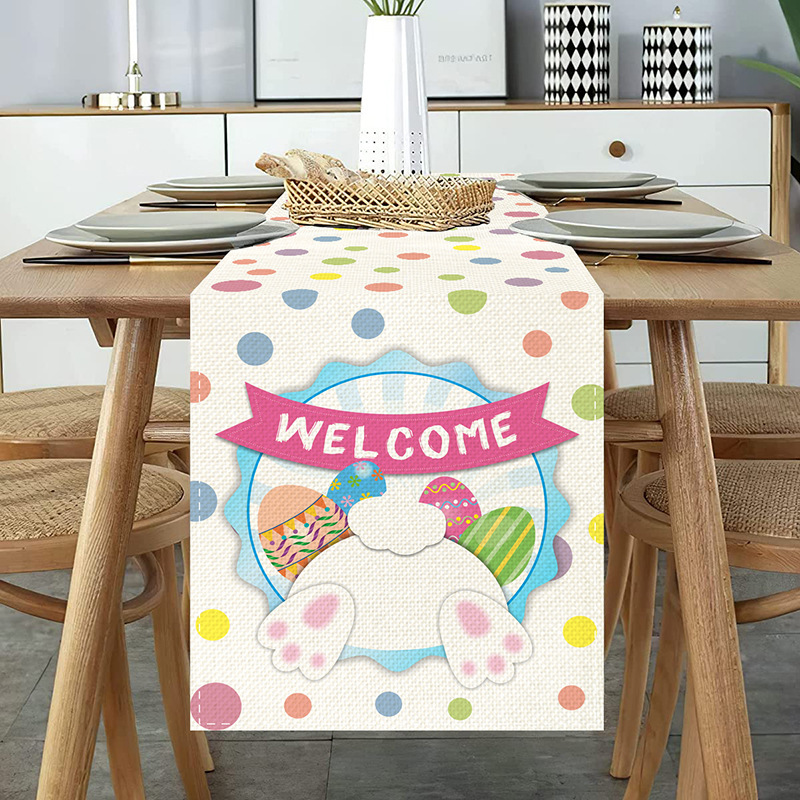 Amazon transfronterizo de Pascua corredor de mesa de impresión digital Nórdico colorido huevo Restaurante occidental anti-incrustante aislamiento térmico mantel decorativo