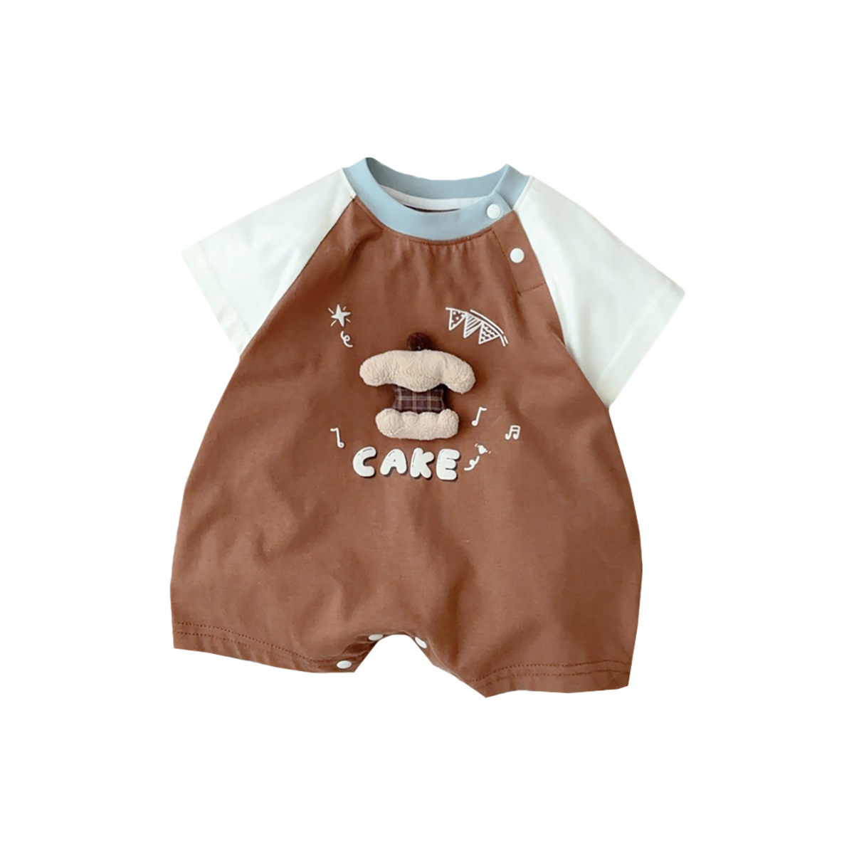 Ropa de bebé de una pieza de verano de manga corta, ropa de bebé delgada, mampara de salida, ropa de pedo de muñeca tridimensional de estilo coreano