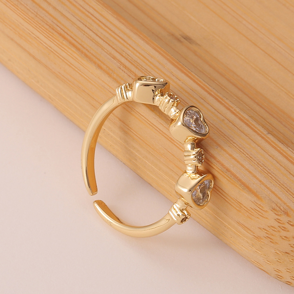 womenu0027s copper jewelry heart-shaped small diamond opening adjustable ring