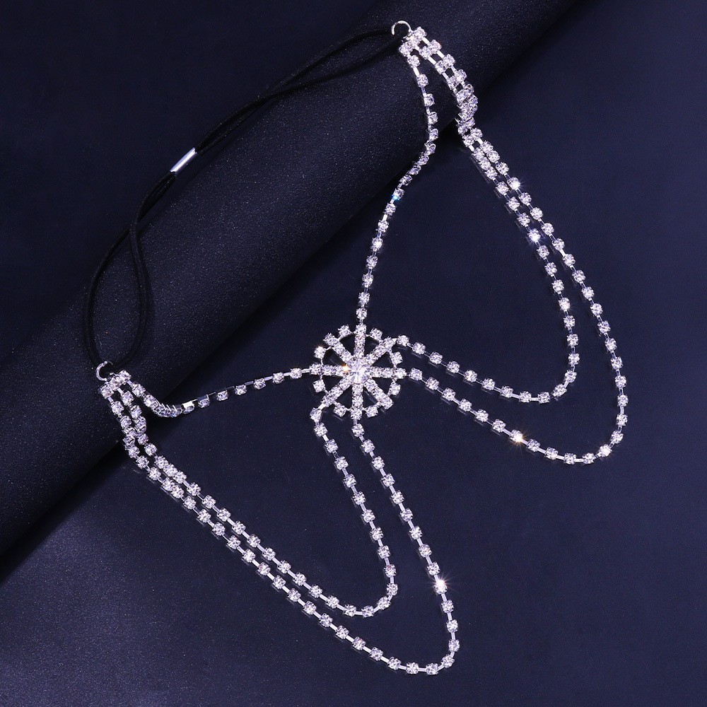 elastic snowflake headdress Full diamond hollow rhinestone headdress Multi layer personalized headdress_voghion.com