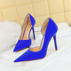 626-1 Fashionable and Minimalist Slim Fit, Slim Slim Slim Heel, Super High Heel, Shallow Notch, Pointed Side Hollow Single Shoe, Women's High Heel