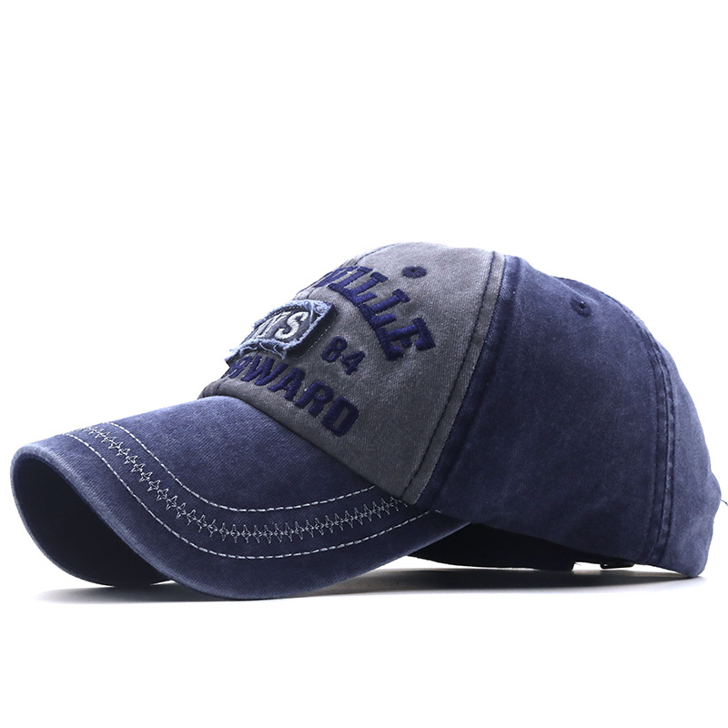 Nys Embroidered Washed Cotton Baseball Cap Distressed Unisex Hat_voghion.com