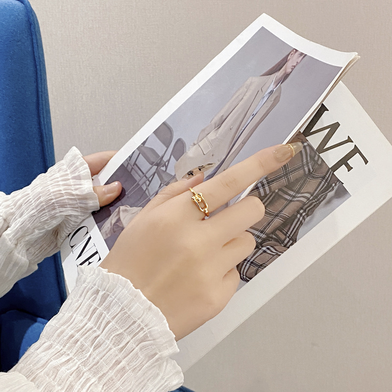 Casual U Shape Sterling Silver Irregular Plating Open Ring 1 Piece