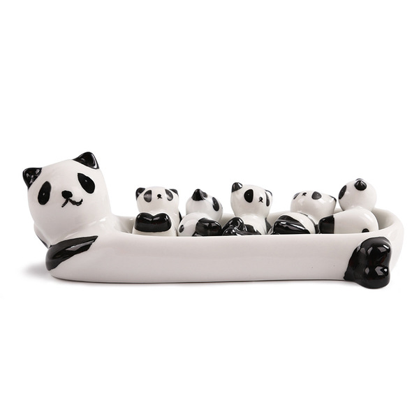 Cartoon panda ceramic chopsticks dinner dish vinegar plate fruit…