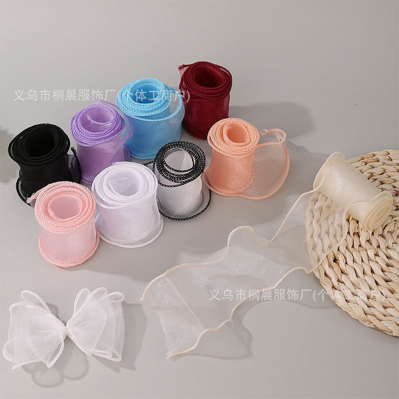In-Stock 6cm Solid Color Organza Ribbon for Floral Arrangements, Fresh Flowers, Baking, Bouquets, Cake Packaging, Bows, and Wavy Ribbons