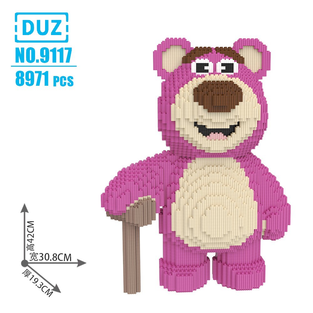 Mochila fresa oso ensamblado serie bloques de construcción juguetes educativos para niños niñas regalo cumpleaños adornos