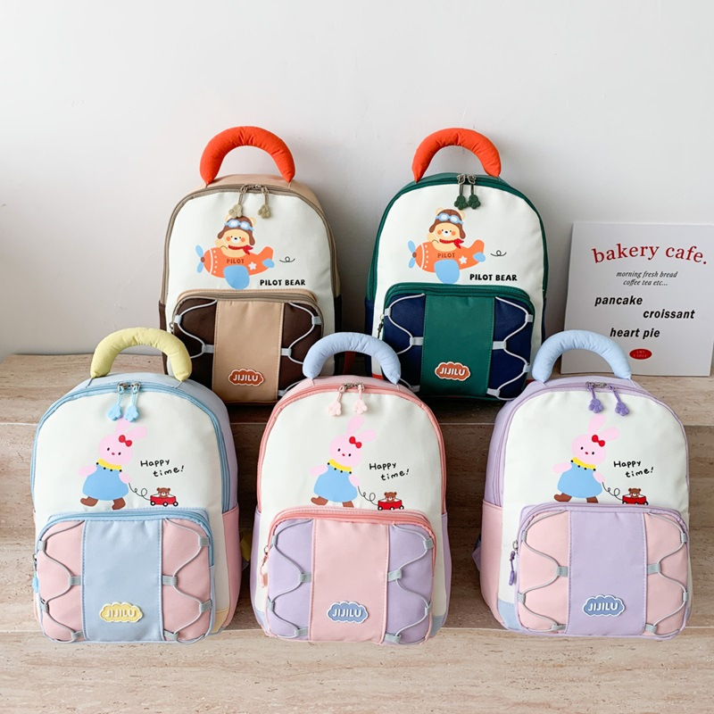 Children's Schoolbag Waterproof Lightweight Camping Dopamine Cartoon Cute Backpack Commuter Wear-Resistant Kindergarten Backpack for Women