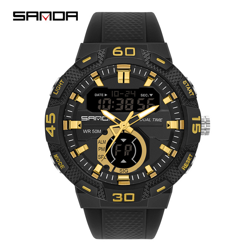 SANDA moda electrónica casual moda reloj fresco juventud hombres y mujeres reloj multifuncional 3087
