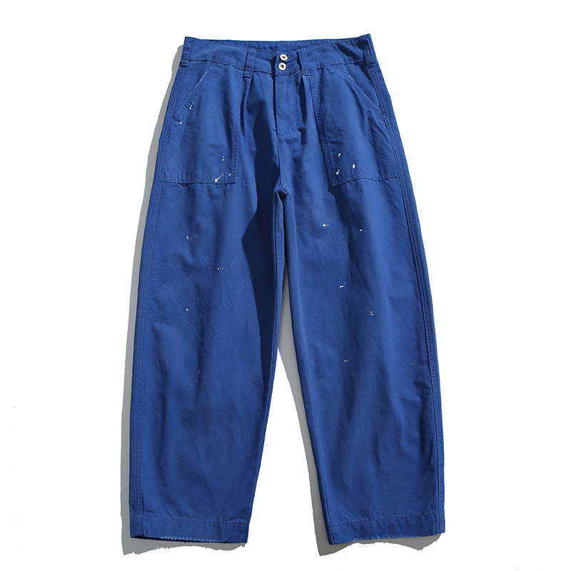 Nanxia Disguise 2026 Spring Japanese Style Washed Retro Navy Blue Ink-Splattered Straight-Leg Workwear Multi-Pocket Casual Long Pants Nanxia Disguise 2026 Spring Japanese Style Washed Retro Navy Blue Ink-Splattered Straight-Leg Workwear Multi-Pocket Casual Long Pants