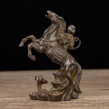 古玩杂项合金实心马摆件马上猴元宝马摆件居家唐马装饰品