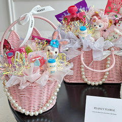 Creative Gift Rabbit Handbag for Children's Day Pink Snack Candy Pearl Flower Handbag Wholesale