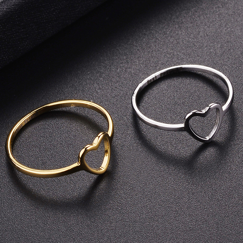 Wholesale Jewelry Simple Style Letter Heart Shape Alloy Plating Hollow Out Rings display picture 1