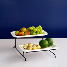 陶瓷双层果盘蛋糕盘架欧式可拆卸组装折叠铁艺盘子零食茶点心盘