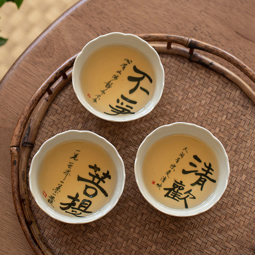 Vegetable ash handwritten Qinghuan flower mouth master cup single cup Chinese hand-painted special drinking tea cup Kung Fu tea set tea cup