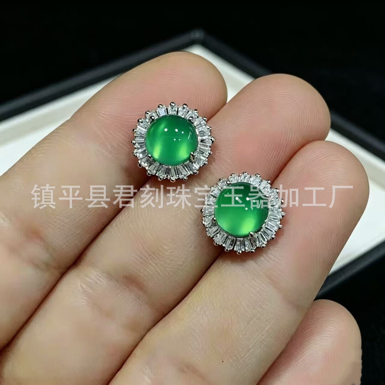 Stone inlay jade, earrings