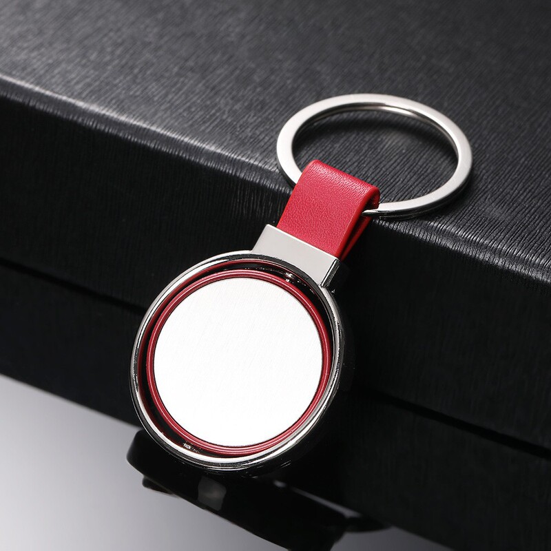 Small Gift Leather Keychain Pendant Leather Ready Stock Cross-Border Foreign Trade Rotating Leather Keychain Business Car Key