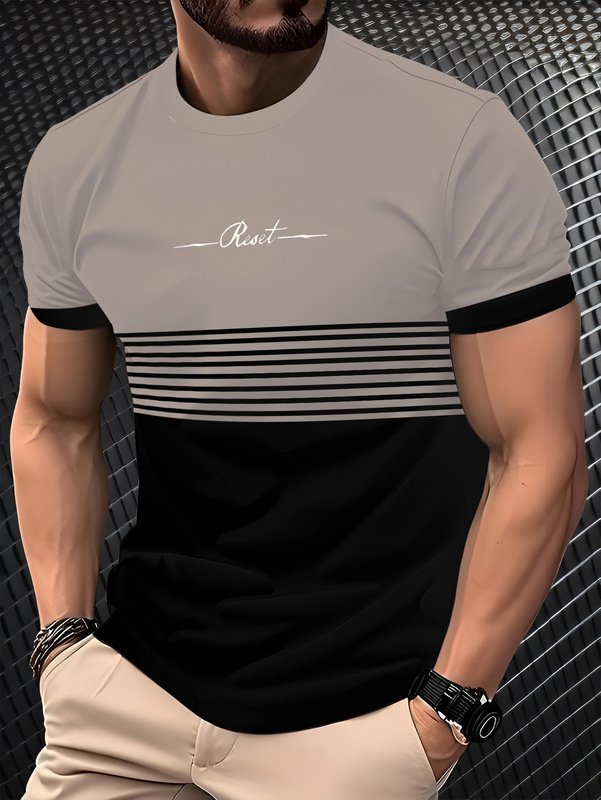 国境を越えた売れ筋メンズラウンドネックファッションプリント半袖パーソナライズされたメンズTシャツソースファクトリーグッズ画像デザイン|undefined