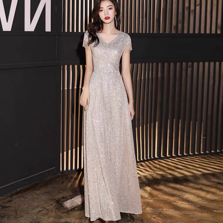 晚礼服女2025新款宴会名媛气质长款礼服裙主持人高级感轻奢连衣裙