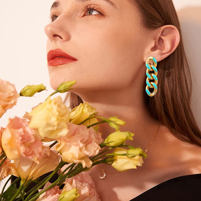 Fashion Geometric Titanium Steel Gold Plated Earrings 1 Pair