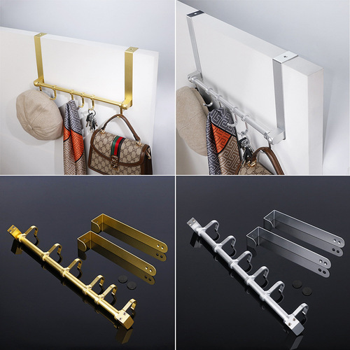Space aluminum bedroom bathroom toilet towel clothing no-drilling door back hooks door-mounted hanger coat hook