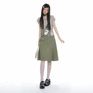 稚橘#美式复古不规则设计工装半身裙女宽松显瘦时尚百搭鱼尾裙