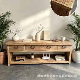 诧寂风老榆木电视柜原木小户型玄关收纳柜酒店民宿实木装饰整理柜