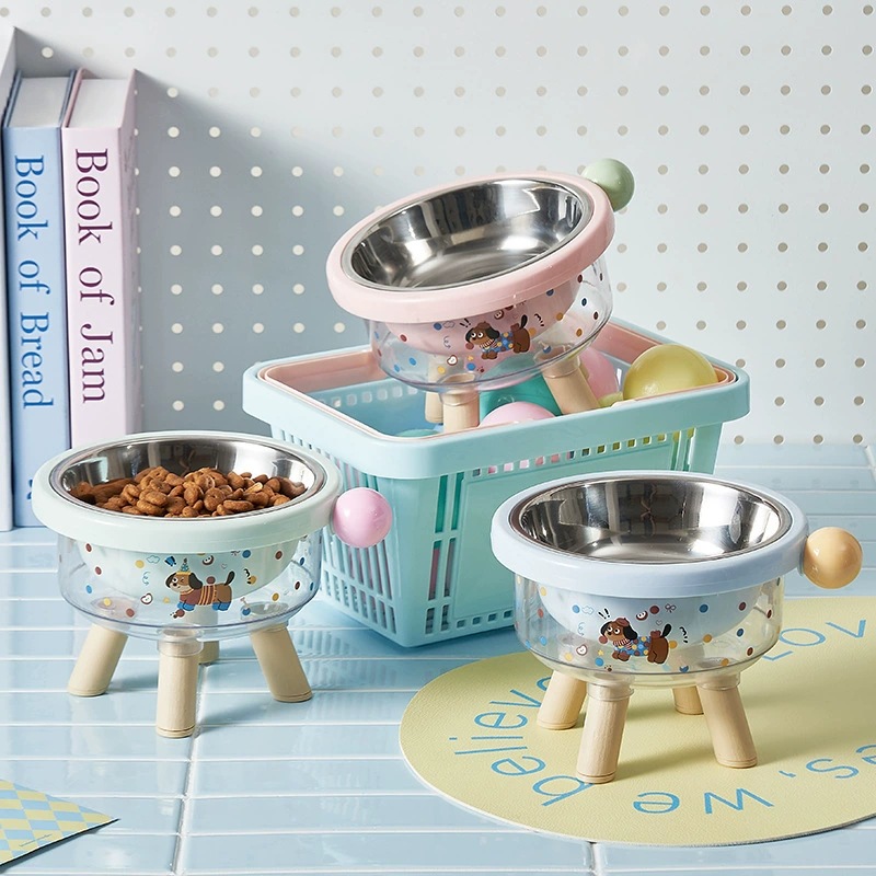 Cuello de gato de alto valor facial, cuenco para mascotas, cuenco para perros, cuenco de acero inoxidable de gran capacidad, cuenco para perros