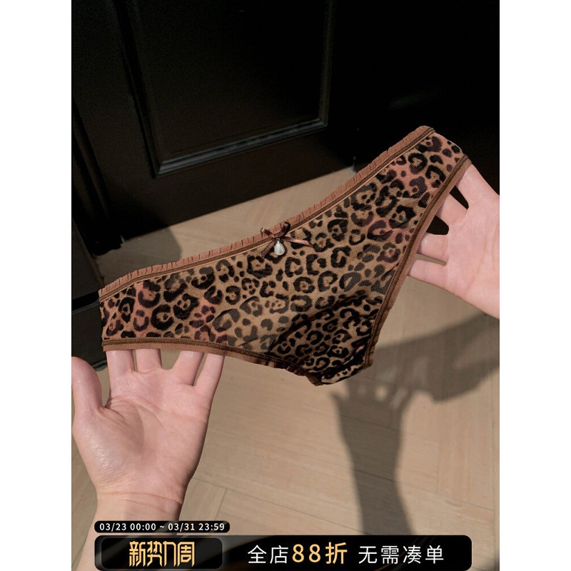 Sexy and Alluring High-End Leopard Print Thong for Women, 2026 New Model, Discreet Mesh Breathable Low-Waist Briefs