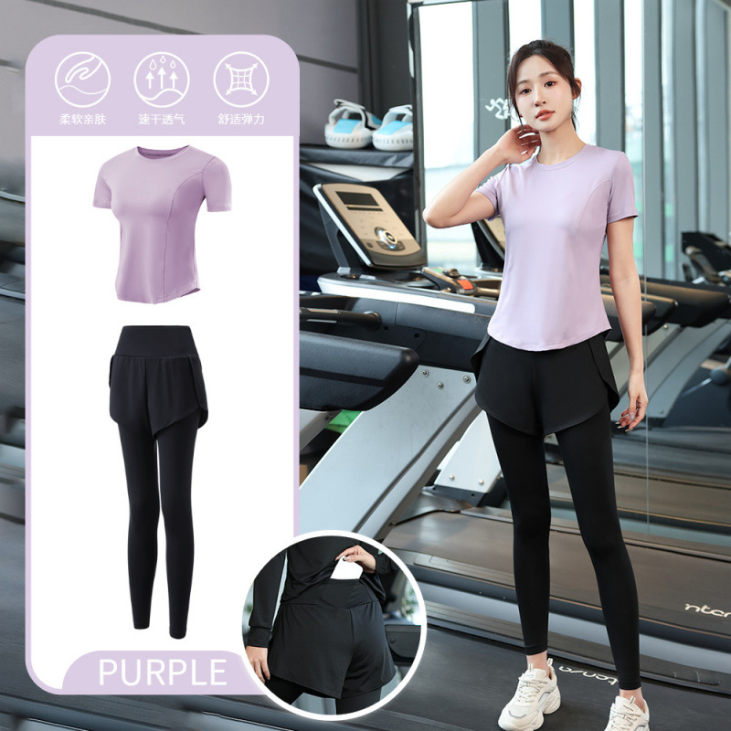 Juego de carrera para mujeres primavera y otoño principiantes de verano yoga deportivo rápido ropa seca trajes transpirables comercio exterior al por mayor