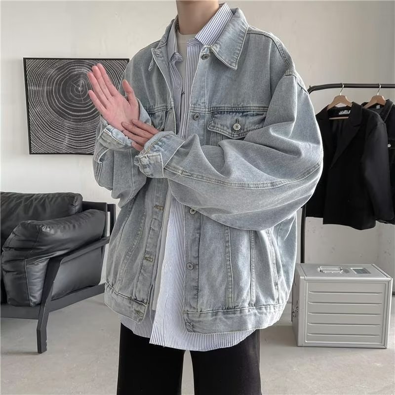 Denim Jacket oversize Jacket Men's 2022 New Spring and Autumn Loose Instagram Popular Brand High Street American Top