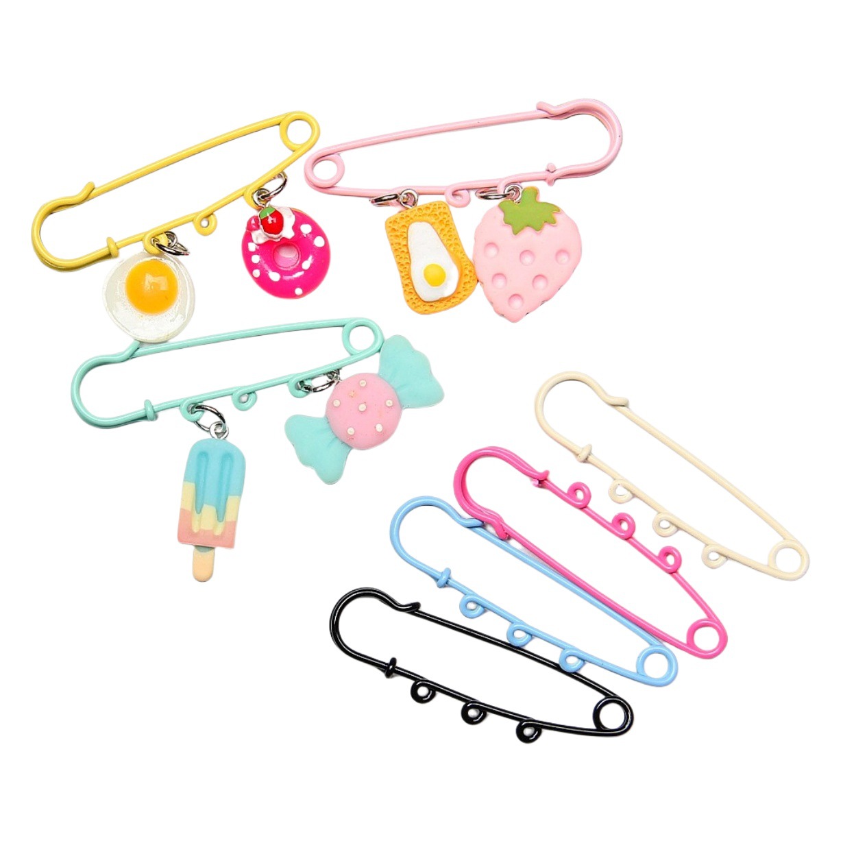 6cm de tres agujeros de la pintura de seguridad PIN de color caramelo hebilla de la cintura de dopamina pin pecho hebilla DIY accesorios de la joyería