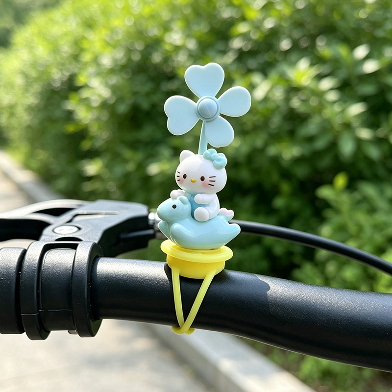 Cute and Adorable KT Cat Electric Car Interior Decoration Rotating Windmill Bicycle Ornament Office Desk Car Decoration