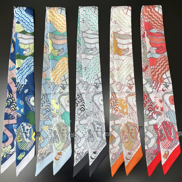 New French Fashion Playground Twill Silk Women's Decorative Wrapping Bag Ribbon Scarf Scarf Small Scarf