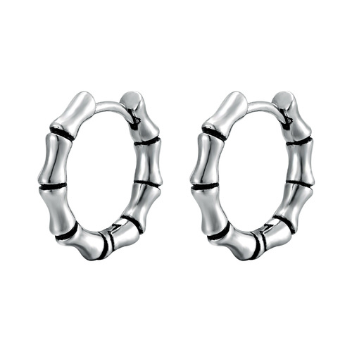 Titanium steel cast bamboo earrings European and American style retro personality ear bone ear buckle titanium steel earrings trendy men and women handsome earrings men