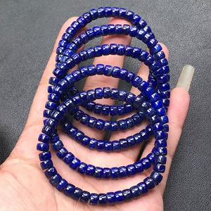 Natural Lapis Lazuli Tablet Straight-Cut Bracelet Spacer DIY Bracelet Spacer Bead Necklace Wenwan Buddha Bead Bracelet Accessories