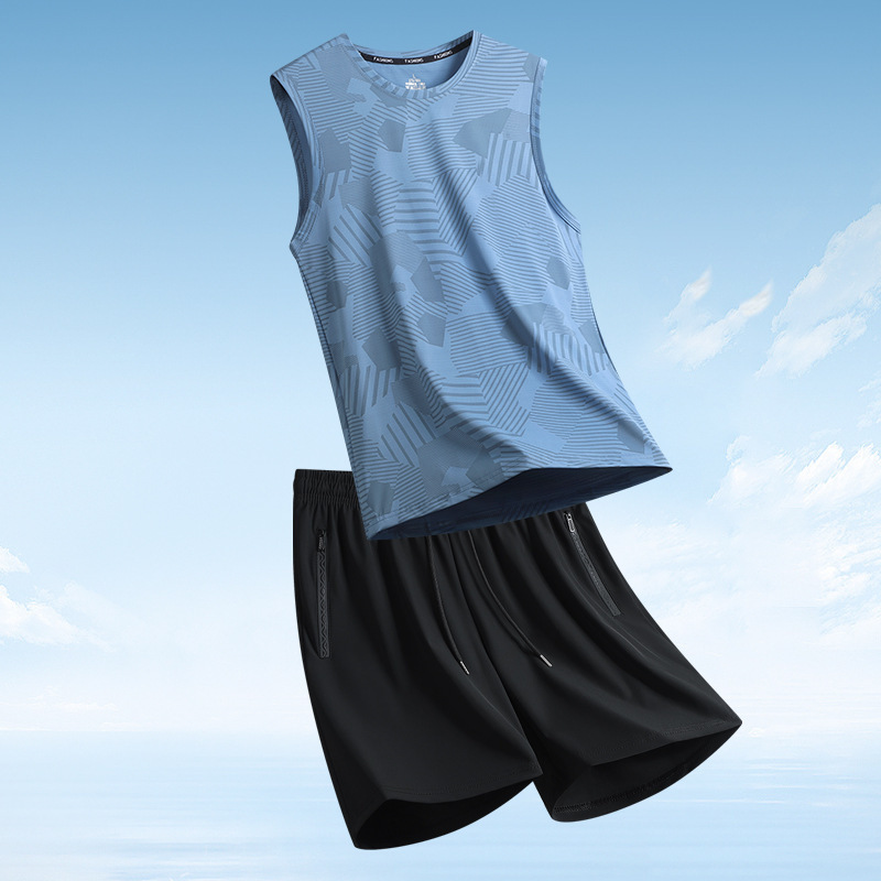 American-Style Sports Casual Suits for Men and Women, Two-Piece Sets, Vests and Shorts, Large Size Summer Casual Suits, Complete Sizes Available