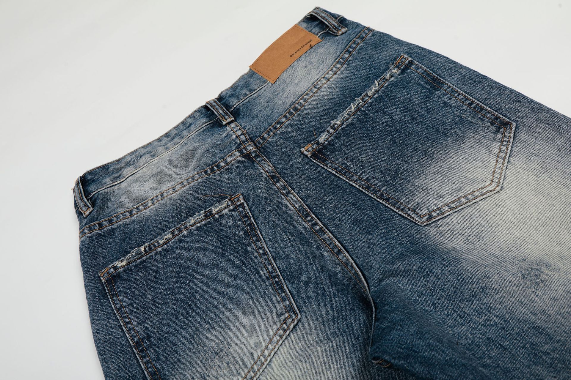 Men's High Street Style Jeans Loose Fit Retro Denim Whisker Texture Washed Feel_viptrois.com