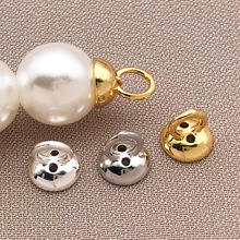 高保色18K包金带穿线孔吊帽珍珠纽扣收尾扣头diy手链项链饰品配件